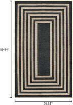Lahome Enfys Modern Geometric Easy Jute Outdoor Rug, 3x5 Black Indoor Outdoor Carpet for Living Room Entryway, Farmhouse Non Slip Non Shedding Washable Area Rug for Patio Courtyard Bedroom