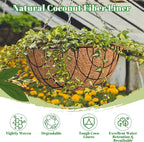 Riare 4 Pack 10 Inch Round Coco Liners Replacement, 100% Natural Coconut Coir Liners for Hanging Baskets, Garden Flower Vegetables Planter Pot, Window Box, Fence, Decks