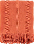 BATTILO HOME Orange Fall Throw Blanket for Couch Sofa, Knitted Decorative Blankets Throws Halloween Throw Blanket Fall Decorations Home Decor (Salmon, 50"x60")