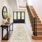 Washable Runner Rug 2.6x8 Runners for Hallways, Ultra-Thin Carpet Runners for Entryway Anti Slip Backing Runner Rugs for Kitchen Laundry Room Indoor Hallway (Ivory/Beige)