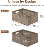 StorageWorks Extra Large Wicker Baskets for Organizing, Seagrass Storage Basket with Built-in Handles, 1 Pack