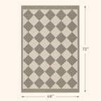 Diamond Corner Easy Jute Rug 4x6, Large Checkered Farmhouse Indoor Outdoor Patio Carpet for Backyard, Porch Decor, Low Profile Washable Non Slip Light Gray Area Rug for Living Room, Bedroom, Entryway