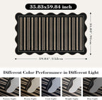 Striped Easy Jute Outdoor Patio Rug, 3x5 Washable Rugs for Entryway Indoor Outdoor Living Room Area Rug, Farmhouse Non Slip Black Carpet for Backyard Bedroom Porch