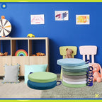 Sawysine 12 Pcs Floor Cushions Classroom Flexible Floor Seating with Handle for Kids in Home School Classroom Kindergarten Daycare Nursery (Bright Color,Round)