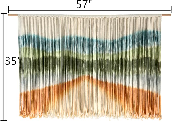 IOWER Macrame Wall Hanging Dip Dye Mountain Wall Art Large Boho Fiber Macrame Wall Decor for Bedroom Living Room Nursery Wedding Backdrop 57" W x 35" L