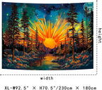 Racunbula Forest Sun Trippy Nature Tree Hippie Boho Mountain Wall Tapestry Aesthetic Starry Sky Vintage Magic River Hanging for Bedroom