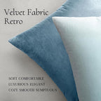 MIULEE Velvet Throw Pillow Covers 20x20 Inch, Pack of 2 - Light Blue, Soft Solid Decorative Pillow Covers Cushion Cases Modern Luxury Home Decor for Spring Couch Sofa Bedroom Livingroom