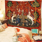 FEASRT Medieval Lady Tapestry Maiden and Unicorn, Large 93x71 Inches Soft Flannelette, for Bedroom Living Room Apartment Dorm