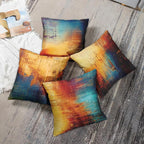 Emvency Set of 4 Throw Pillow Covers Vintage Abstract Blue and Orange Messy Rust Painting Decorative Pillow Cases Home Decor Standard Square 16x16 Inches Pillowcases