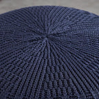 ARTPLAN - Round Knit Pouf - Woven Floor Ottoman - Handmade & Hand Stitched - 19.7 Dia x 12.8 High - Boho Home Décor - Living Room - Bedroom,Classic Blue