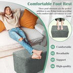 Rectangular Pouf Ottoman, Stuffed Floor Pouf with Foam Chunk Filling, Soft Coral Fleece Furry Foot Rest Stool, Multi-Use Ottoman for Living Room, Dark Grey