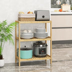 Bamboo Bathroom Shelf, Stand Utility Storage Shelf Multifunctional Bathroom Kitchen Living Room Holder Plant Flower Stand (3-Tier)