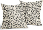 Black Floral Pillow Covers 20x20 Set of 2 Vintage Rustic Old Style Cute Small FlowerBlack Cream Print Decorative Outdoor Pillowcases Farmhouse Throw Cushion Case Decor for Couch Sofa Bed