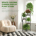 TOSKING 5 Tier Metal Anti-Tip Plant Stand indoor, Wide Base for Pots, Child and Pet Friendly ,Heavy Duty Plant Shelf ,Corner Shelf, Flower Pot Stand for Multiple Plants, Indoor Plants Tiered Stand for Living Room Balcony Garden Patio Bedroom(Black and ...