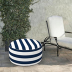 LVTXIII Indoor/Outdoor Extra Large Inflatable Ottoman Pouf D31 x H14 Inch, Round Footstool with Handle, Weather-Resistant Portable Furniture for Patio, Camping, Beach, Cabana Navy