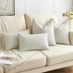 MIULEE Pack of 2 Cream Decorative Pillow Covers 24x24 Inch Soft Chenille Luxurious Couch Throw Pillows Farmhouse Cushion Covers Euro Shams with Elegant Design for Sofa Bedroom Spring Home Decor