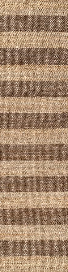 JONATHAN Y Jayden Woven Jute Stripe Natural/Brown Runner Rug, 2x8, Rustic, Farmhouse, Traditional, Lodge, Easy-Cleaning for Living Room, Bedroom, Kitchen, Non-Shedding (NRF202A-28)