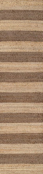 JONATHAN Y Jayden Woven Jute Stripe Natural/Brown Runner Rug, 2x10, Rustic, Farmhouse, Traditional, Lodge, Easy-Cleaning for Living Room, Bedroom, Kitchen, Non-Shedding (NRF202A-210)