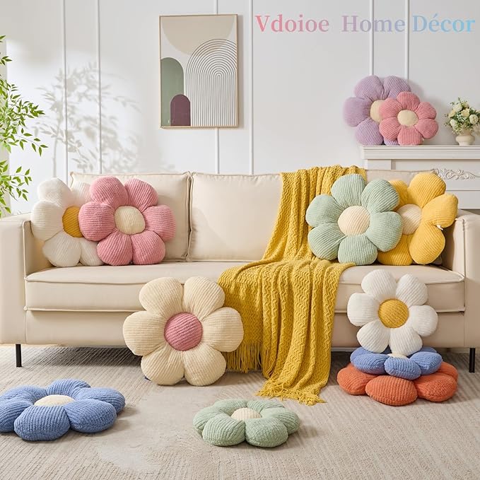 Flower Pillow,Sage Green Throw Pillows Flower Shaped Daisy Cushion Seating Floor Pillows Home Decorative Seating Cushions