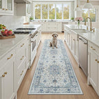 Area Rugs 2'x7' Runner Rug Non Slip Washable for Kitchen Hallway Bedroom Beside Laundry Room Bathroom Rug, Floor Carpet, Light Blue Navy Beige Gray White
