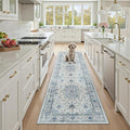 Area Rugs 2'x8' Runner Rug Non Slip Washable for Kitchen Hallway Bedroom Beside Laundry Room Bathroom Rug, Floor Carpet, Light Blue Navy Beige Gray White