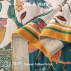 Qidordour Boho Throw Blanket, 60"x80" Muslin Blankets for Adults, 100% Organic Cotton Blanket for Couch Sofa, Lightweight Quilt, All Season Bed Throw, Farmhouse Home Decor, B-Hummingbird Fruit