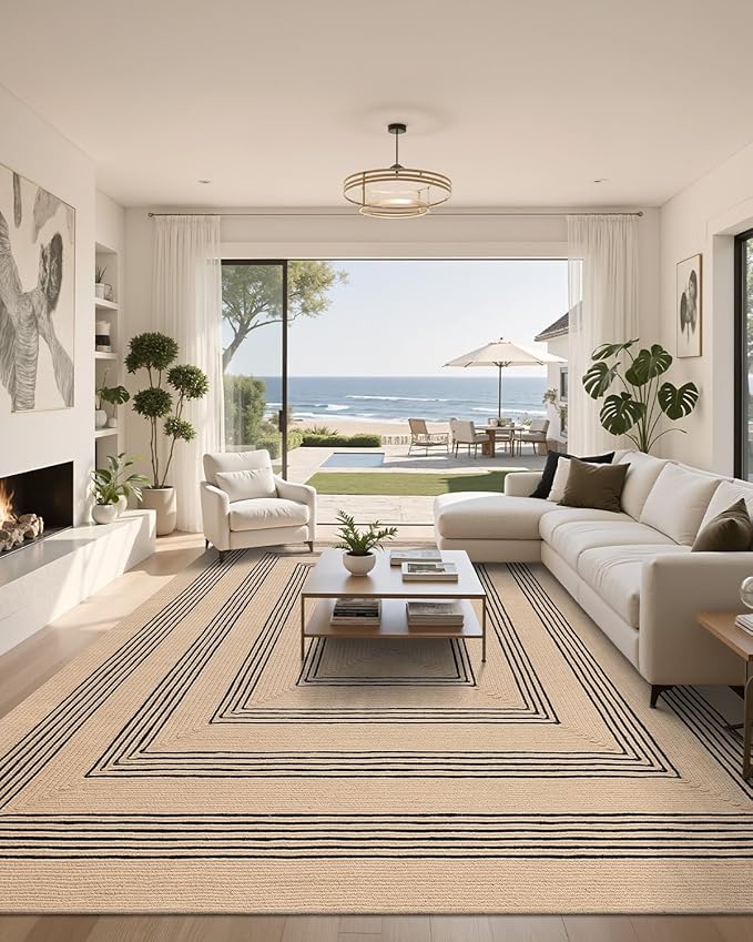 LUMI 9x12 Jute Area Rug for Living Room, Natural Braided Woven Rugs Non Slip, Neutral Carpets No Shedding, Durable for High Traffic, Dining Room, Indoor, Outdoor, Patio