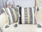 Boho Throw Pillow Covers 18x18 Aesthetic Neutral Boucle Couch Pillow Cover Rainbow Striped Decorative Accent Pillow Case for Couch Bed Sofa Farmhouse Bedroom,Modern Funky,Set of 2 Grey
