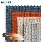 MIULEE Blue Orange Decorative Throw Pillow Covers for Couch Living Room 18x18 Inch Soft Pillow Cases Set of 4 Boho Striped Corduroy Farmhouse Cushion Covers Home Decor for Sofa Bed