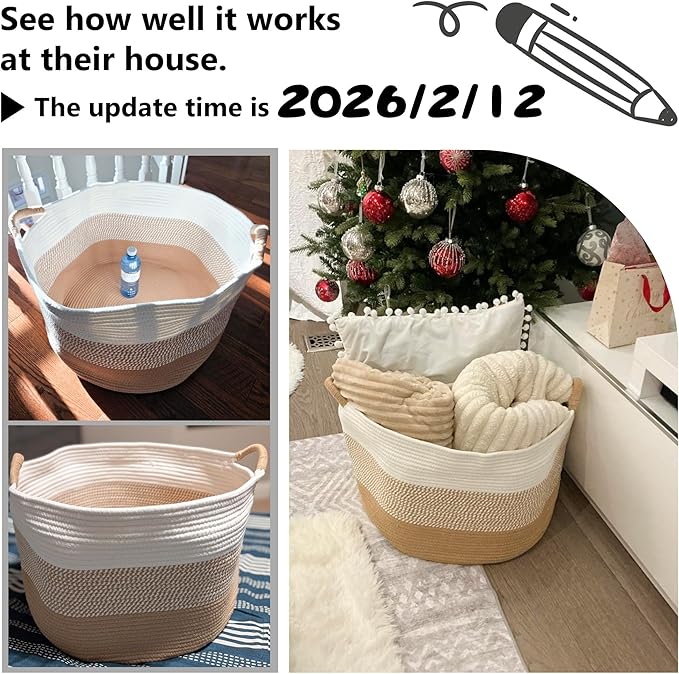 100L Large Cotton Rope Basket, Decorative Woven Blanket Storage for Living Room, Boho Toy Storage & Toy Box for Kids, Versatile Laundry Basket & Nursery Hamper for Blankets(Black)