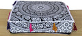 ICC Large Square Cotton Mandala Cushion Cover Hippie Ottoman Pouf Cover Daybed Floor Pillow Cover with Heavy Duty Zipper Seating Ottoman Poufs Dog-Pets Bed (Black & White Flower, 18" Square)