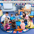 Tinideya 12 Pcs Kids Carpet Circle Seats for Class 16 Inch Round Classroom Rug Floor Cushions Soft First Day of School Educational Mat Non Slip Back to School Learning Playing Areas(Apples)