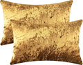 2 Pack 12x20 Pillow Cover Velvet Pillow Covers, Square Throw Pillow Covers for Living Room Decorations Throw Pillow Case, Throw Pillow Cover Cushion Cover for Home Sofa Bedroom Car, Dark Gold