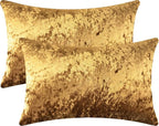 2 Pack 12x20 Pillow Cover Velvet Pillow Covers, Square Throw Pillow Covers for Living Room Decorations Throw Pillow Case, Throw Pillow Cover Cushion Cover for Home Sofa Bedroom Car, Dark Gold