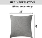 Home Brilliant Linen Large Throw Pillow Cover Euro Sham Cushion Cover for Bench Bed Sofa, 26 x 26 inch(66cm), Dark Grey