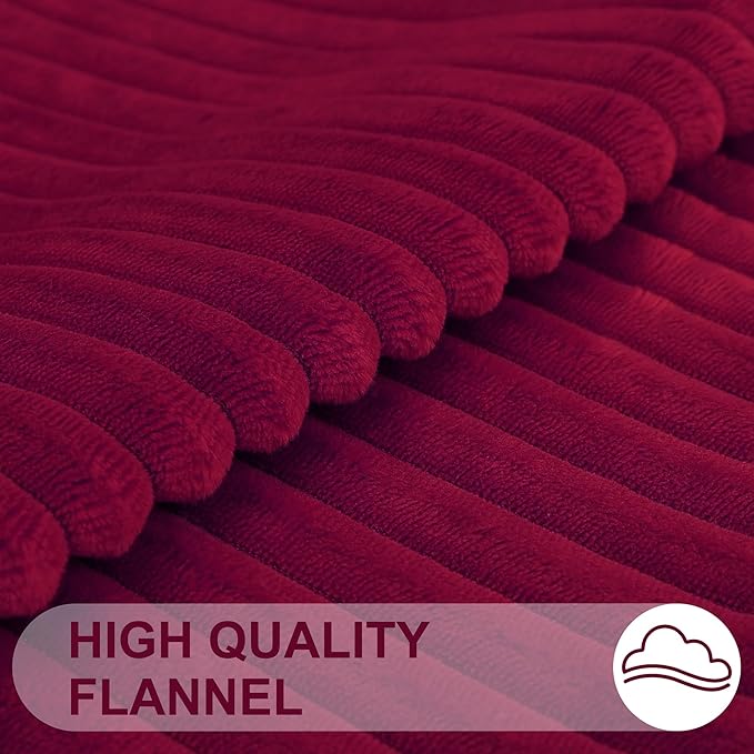 Simmore Decorative Throw Pillow Covers 20x20 Set of 2, Soft Natural Plush Flannel Double-Sided Fluffy Couch Pillow Covers for Sofa Living Room, Burgundy