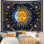 Spenlife Sun and Moon Tapestry, Celestial Couple Tapestries for Bedroom, Aesthetic Wall Decor, Starry Tapestries (60" x 44")