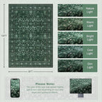 8x10 Area Rugs for Living Room: Washable Rug Soft Vintage Distressed Floral Carpet Indoor Non-Slip Stain Resistant Large Carpets for Bedroom Dining Room Farmhouse Nursery Home Office Deep Green