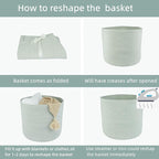 Cotton Rope Baskets For Girls Boys Kids 16”X14” Baby Laundry Basket Nursery Bin Round Woven Basket Organizer For Storage Toys Blankets Shoes Clothes light green