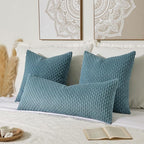 Kevin Textile 20x54 Inch Long Body Lumbar 1 Pack Boho Decorative Throw Pillow Cover Soft Striped Corduroy Rectangle Cushion Case Farmhouse Accent for Living Room Couch Sofa Bed, Blue Grey