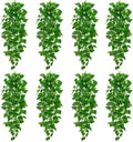 BLEUM CADE 8Pcs Fake Hanging Plants, 9 Branch Artificial Hanging Plant, Lush Faux Pothos Vines for Home Room Wall Shelf Porch Outdoor Indoor Decor (No Baskets)