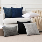 Kevin Textile 14x20 Inch Pillow Cover 1 Pack Boho Decorative Soft Striped Corduroy Lumbar Farmhouse Color Accent Rectangle Cushion Case for Living Room Couch Sofa Bed, Navy Blue