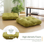 HIGOGOGO Floor Pillow Cushion for Adults, Meditation Cushion Pillow, Large Square Floor Sitting, Tufted Corduroy Cover, for Tatami Living Room or Yoga, 22x22 Inch, Green