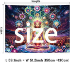 Dermijer Blacklight Seven Chakra Yoga Meditation Tapestry Flower Chakra Tapestries Galaxy Space Planet Tapestry UV Reactive Lotus Spiritual Tapestries Wall Hanging for Home Decor 59.1L x 51.2W