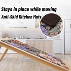 Boho Floral Kitchen Mats for Floor 2PCS Anti Fatigue Mats for Kitchen Floor Cushioned Non Slip Waterproof Memory Foam PVC Kitchen Rugs Set for Sink,Office,Laundry 17.3"x28"+17.3"x47"