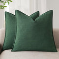 Foindtower Set of 2, Decorative Linen Soild Throw Pillow Covers Soft Accent Euro Cushion Case Farmhouse Neutral Pillowcase for Chair Couch Sofa Bedroom Living Room Home Decor 22 x 22 Inch Pine Green