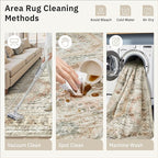 10x14 Area Rugs for Living Room, Non Slip Machine Washable Vintage Rugs, Low Pile Lightweight Large Rug for Bedroom, Dining Room, Home Office Brown Pink