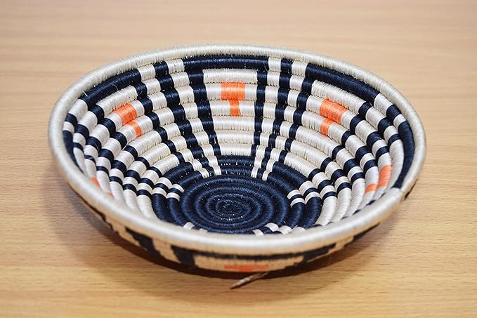 African Basket Rwanda - 8 Inches Diameter - Sisal, Sweetgrass Basket - Handmade From Africa, SRB107