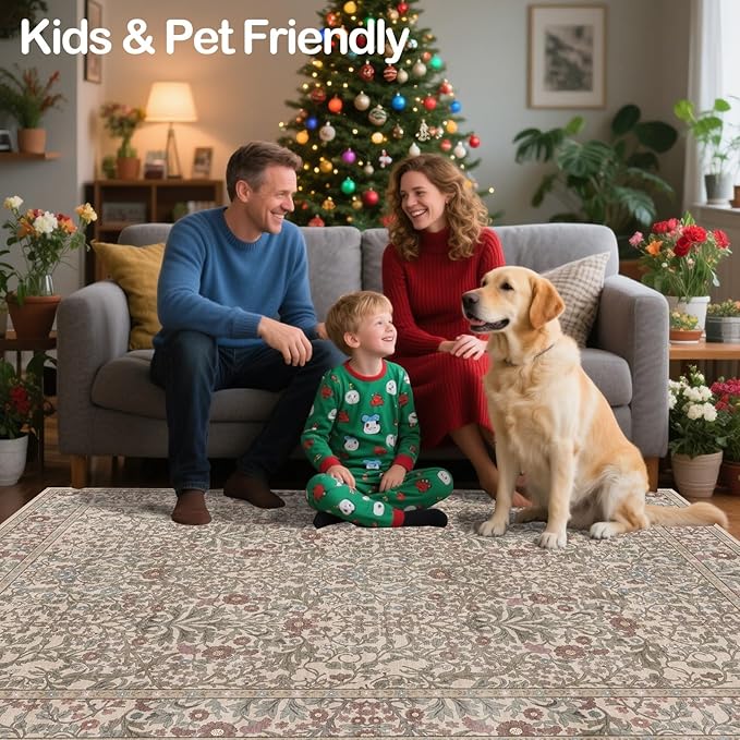 Washable 2x3 Entry Rug, Front Door Rugs Indoor, Vintage Floral Area Rugs for Kitchen, Non-Slip Bathroom Small Rugs, Perfect for Entryway Decor Door Mat (2x3 Moss)