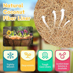 Riare 4 Pack 18 Inch Round Coco Liners Replacement, 100% Natural Coconut Coir Liners for Hanging Baskets, Garden Flower Vegetables Planter Pot, Window Box, Fence, Decks